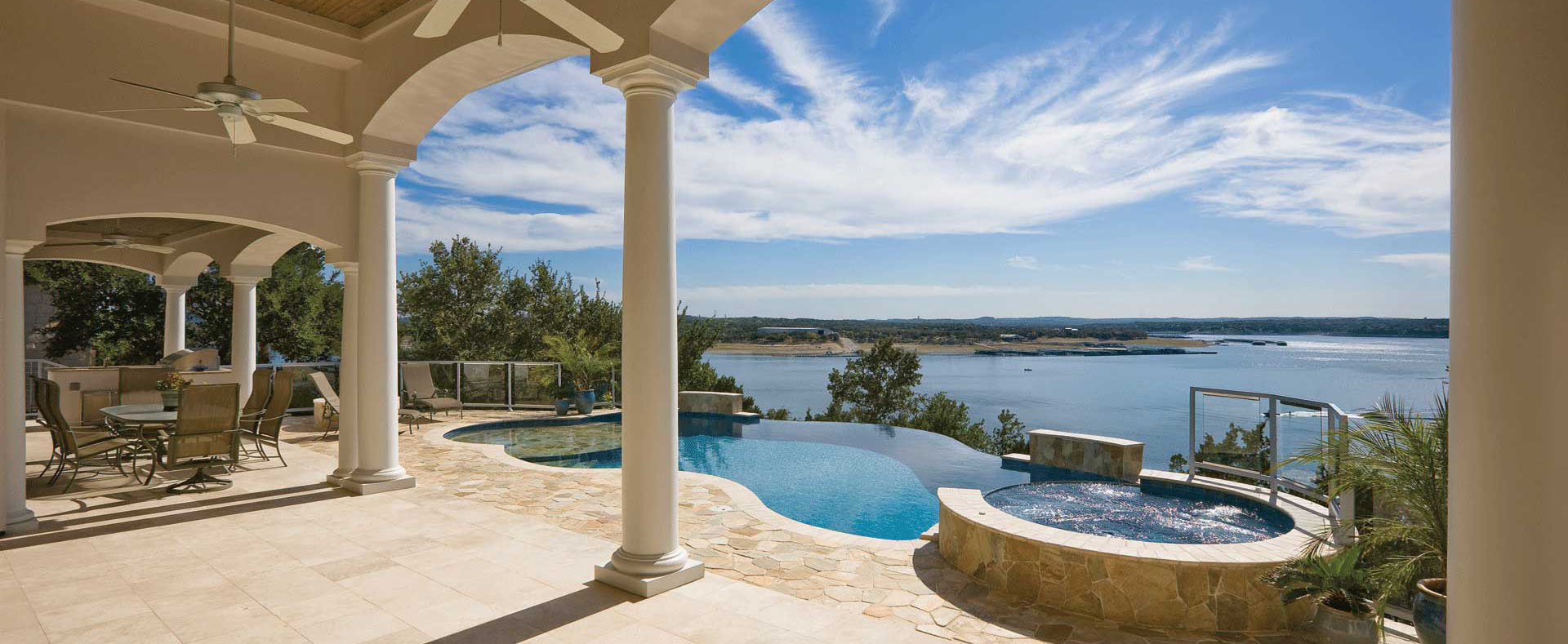 Bee Cave and Lakeway luxury waterfront homes — Lake Travis infinity pool estate